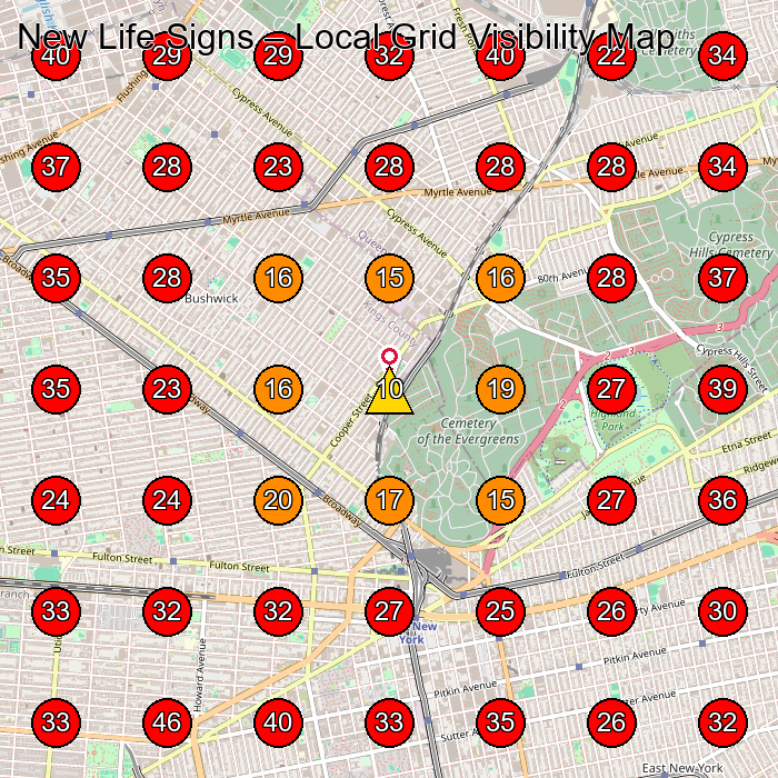 New Life Signs GeoGrid visibility map for Manufacturer in Middle Village